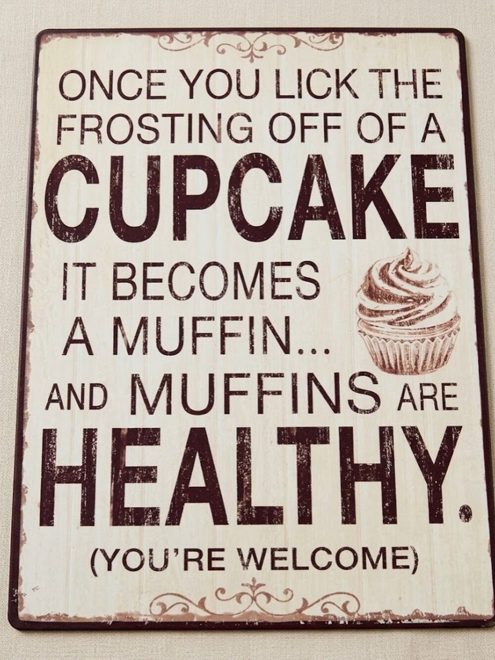 Funny Cupcake Muffin Metal Tin Sign Kitchen Decor 8x12